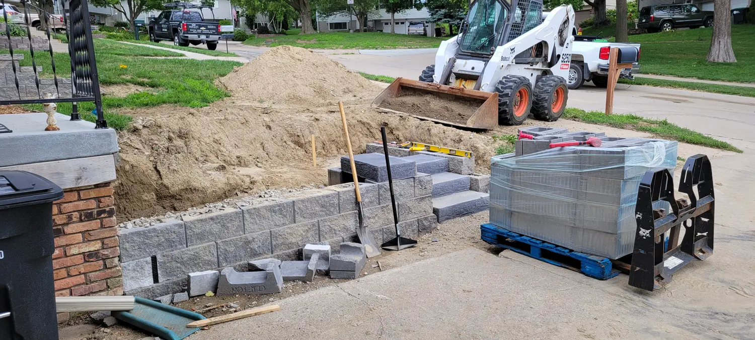 Segmental block retaining wall installed by Landwerks